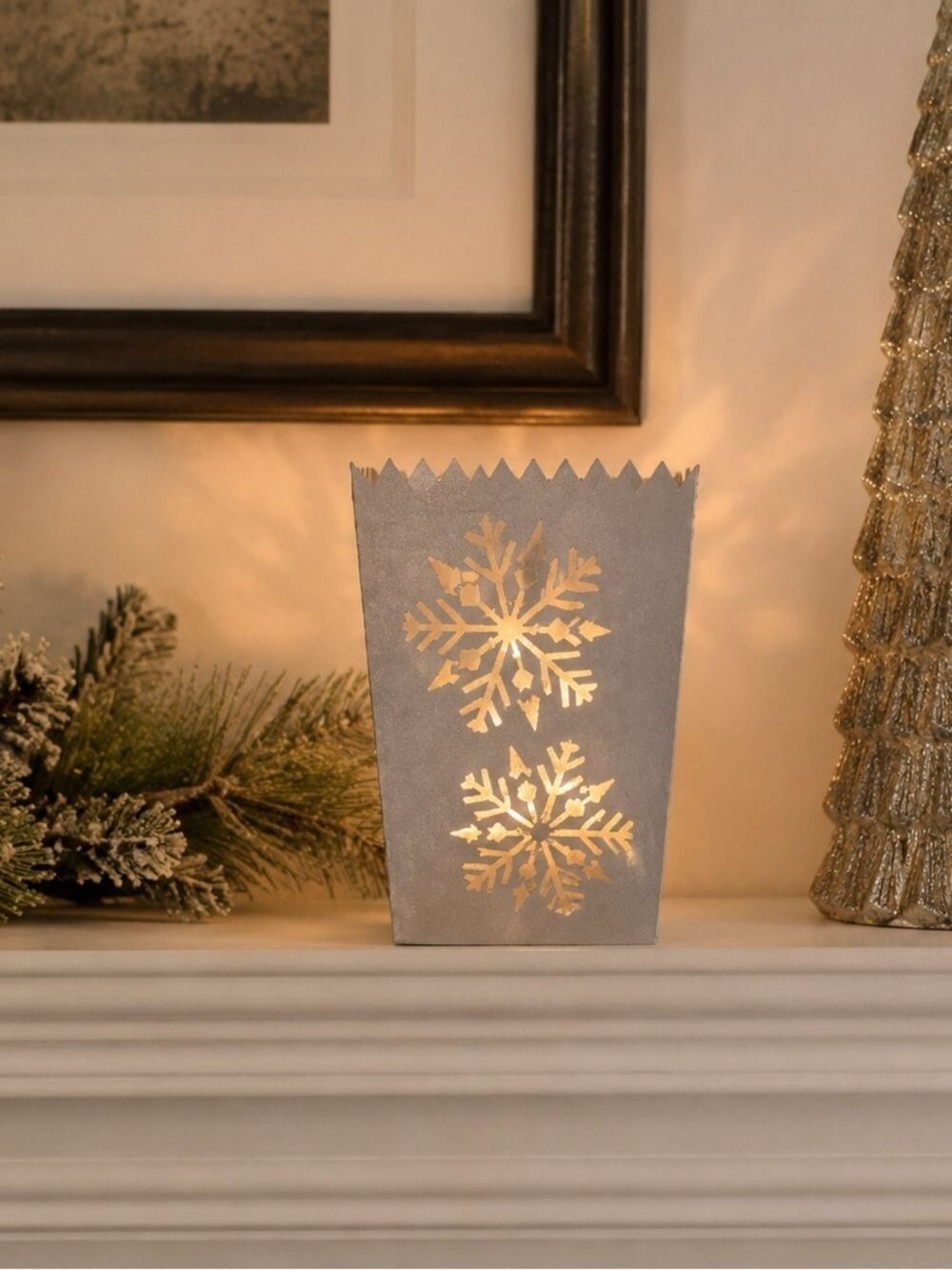 PartyLite Snowflake Luminary Candle Holder Silver Metal Votive Tealight 2004